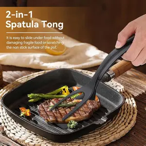 The Ultimate Breakfast Tool! 2-in-1 Silicone Spatula & Kitchen Tongs. Heat Resistant Flipper for Perfect Fried Eggs, Pancakes & French Toast. Food Grade, Scratch Free Design for Non-Stick Cookware. Upgrade Your Kitchen.