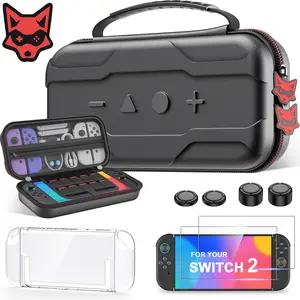 Large Capacity Carrying Case for Nintendo Switch 2 (2025), 4 in 1 Switch 2 Accessories Bundle, Portable Travel Carrying Case for Switch 2 with 4 Thumb Grip Caps, 2 Screen Protectors,10 Game Cartridges
