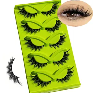 Cat Eye False Eyelashes, 5 Pairs Natural Looking Fluffy Soft Full Strip Lashes, Hypoallergenic Eyelash Extensions for Women & Girls, Eyelashes With Makeup, Diy False Eyelashes, Cosmetic False Lashes