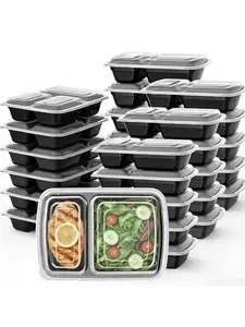 Uni-Pak Stackable Thick Meal Prep Containers Set with Lids, Reusable Sturdy Leakproof Food-Safe Plastic Kitchen Storage, Microwave Freezer Dishwasher Safe, Ideal for To-Go Takeout
