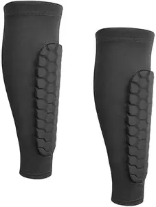 2PCS Ski Shin Guards with Honeycomb Pads Compression Sleeves for Boot Pressure Distribution Winter Sports Protective Gear for Skiers Enhanced Performance & Customized Comfort