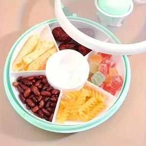 A Rotating Snack Storage Container with Five Sections And a Lid, Easy to Disassemble And Clean, Perfect for Home, School, Office, Or Outdoor Use. It'S a Convenient Tray for Fruits And Snacks, Making It an Excellent Gift for Faridabio