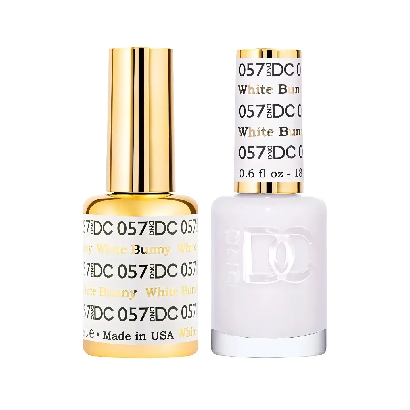 DAISY DND DC Cosmetic Gel Nail Polish Set - White Bunny 057, 0.6 fl oz, Professional UV Gel Manicure, Nail Art Care, Made in USA, Nail Care