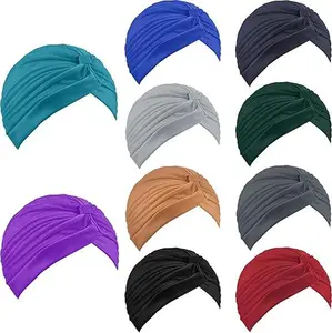 Pack of 10 Stretchy Turban Cap Chemo Head Wraps Cancer Headwear Bennie Twisted India's Hat for Women Suitable for Different Seasons and Varieties of Hair Styles and Offers Proper Styling