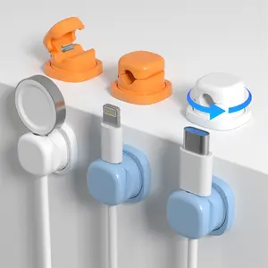 6 Pack Rotatable Spring Cord Organizer, [1s Lock] Cable Management Clips for Desk & Nightstand usb power