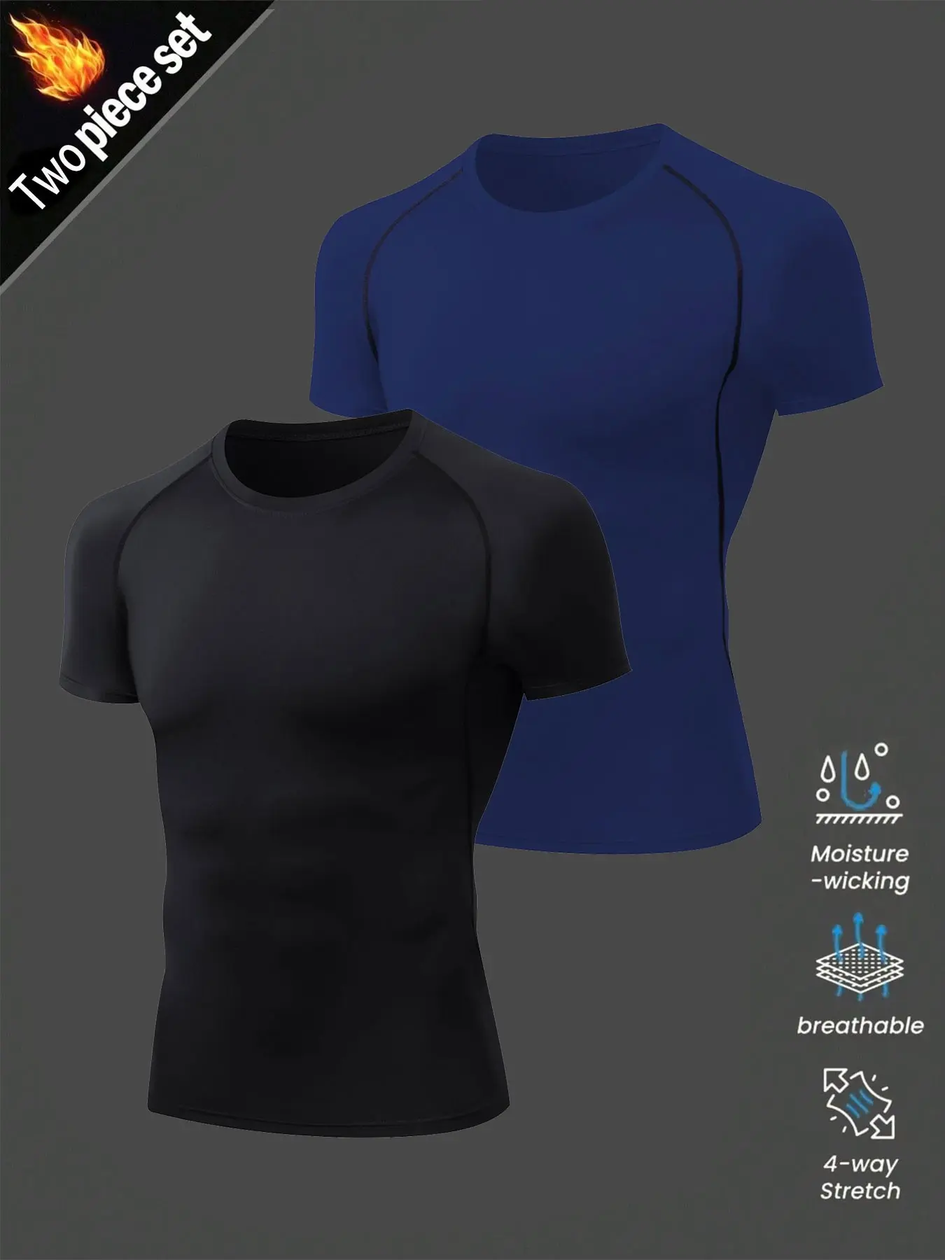 Men's Compression Shirts Short Sleeve Cool Dry Rash Guard Sports Athletic Workout Base Layer Undershirt Gear T Shirt for Gym