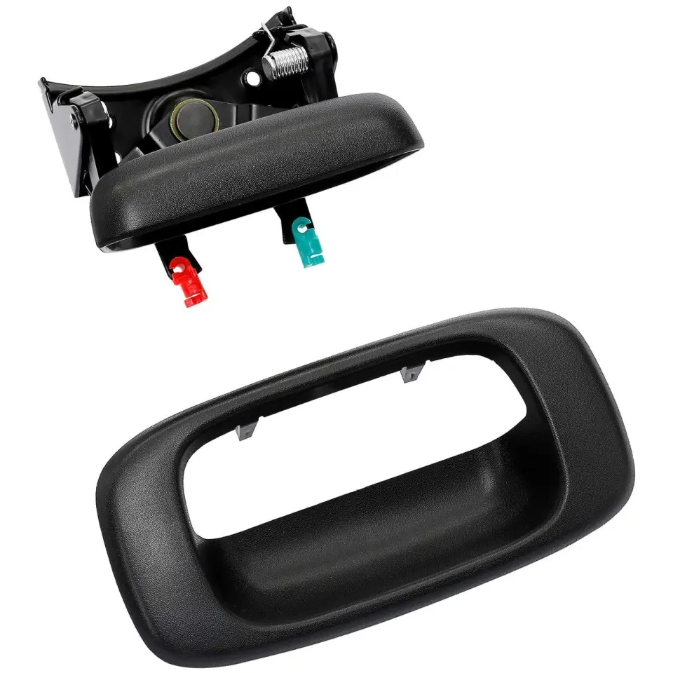 Tailgate Handle Latch and Bezel Trim with Rod Clips | for 1999-2007 Chevy Silverado GMC Sierra 1500 2500 3500 | Replaces# 15997911, 15228539, 15228541, 15228540