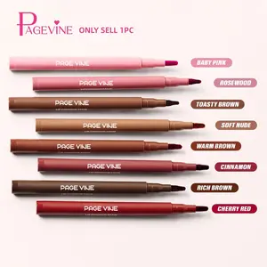 1PC PAGE VINE Lip Contour Stain Pen, 8 Colors Available Matte Lip Liner, Long Lasting Buildable Lip Tint, Waterproof Natural Lip Makeup, LipContour, LipStain, MatteLipLiner, DailyLipMakeup, Lip Liner Singles
