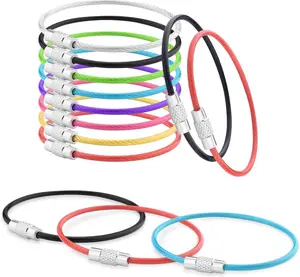 16 Pack Stainless Steel Loops 2mm Coated Wire Keychain Cable Large Keyrings 6 inch Key Chain for Luggage Tags, Key Tags, Keyrings, Kitchen Utensils, Duster-Assorted Colors