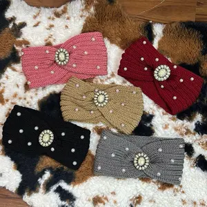 Western Winter Headbands with Removable White Turquoise Charm in Assorted Colors for Stylish Comfort Minimalist Hair
