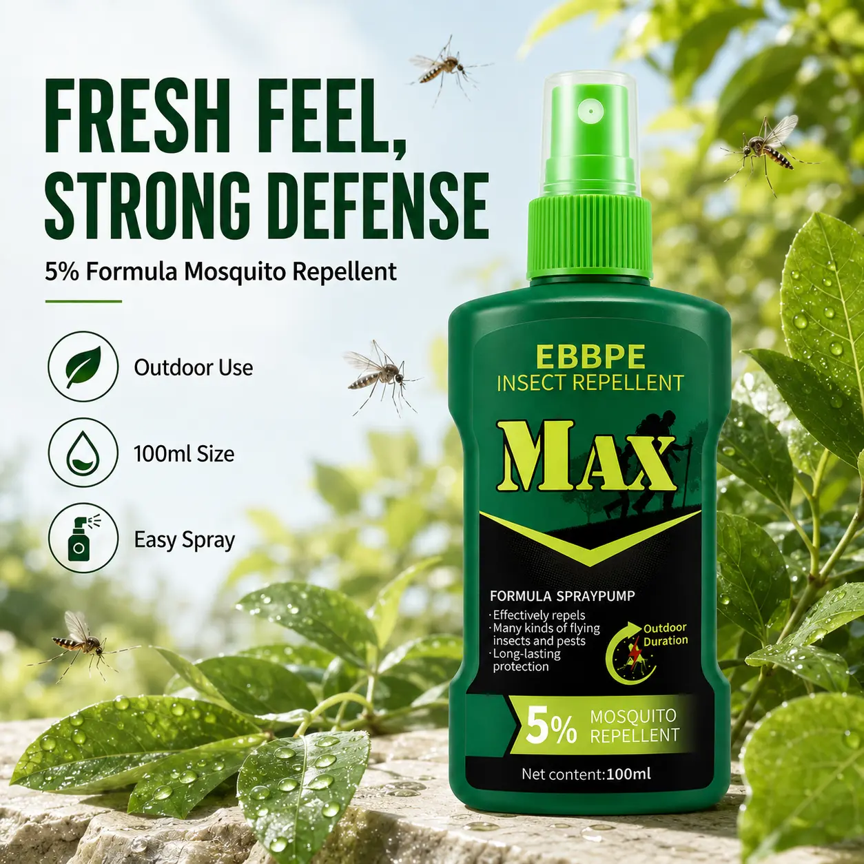 Long Lasting Mosquito Repellent Spray for Indoor & Outdoor Use