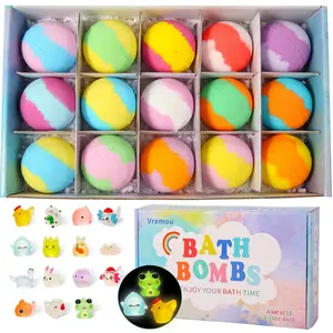 Fragrance Bubble Bath Bomb Set, 15pcs/box Colorful Bath Bombs with Toy Inside, Moisturizing Body Care Products for Women & Girls