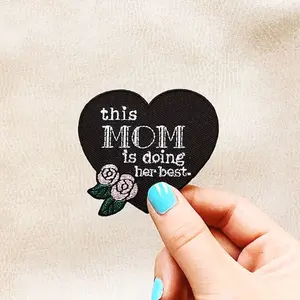 This Mom is Doing Her Best Heart patch. White. Mother's Day Gift.