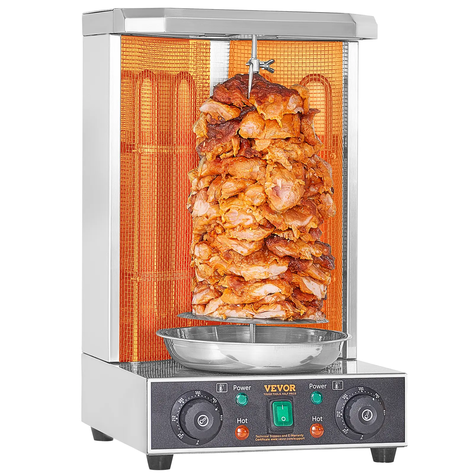 【summerfinds】VEVOR Shawarma Grill Machine, 13 lbs Capacity, Chicken Shawarma Cooker Machine with 2 Burners, Electric Vertical Broiler Gyro Rotisserie Oven Doner Kebab Machine, for Home Restaurant Kitchen Parties