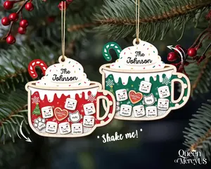 [XMAS GIFT] 4D Shake Family Ornament with Pets, Custom Marshmallow Family Shaker Ornament, Personalized Family Ornament 2025, Family Keepsake Christmas Gift