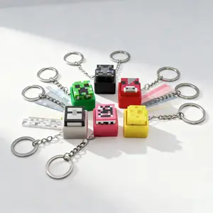 Pixel Style Birthday Party Supplies, 3D Printed Sensory Clicker Keychain Fidget Toy, Stress Relief, Autism Adhd, Adult Birthday Gift, Goodie Bag Stuffer