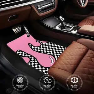 4pcs Classic Black and White Checkered Pattern Car Rubber Mats, Universal Non-Slip Carpet, Easy to Clean, Pet-Friendly Interior Accessories, Synthetic Rubber Material, Suitable for Front and Rear Use