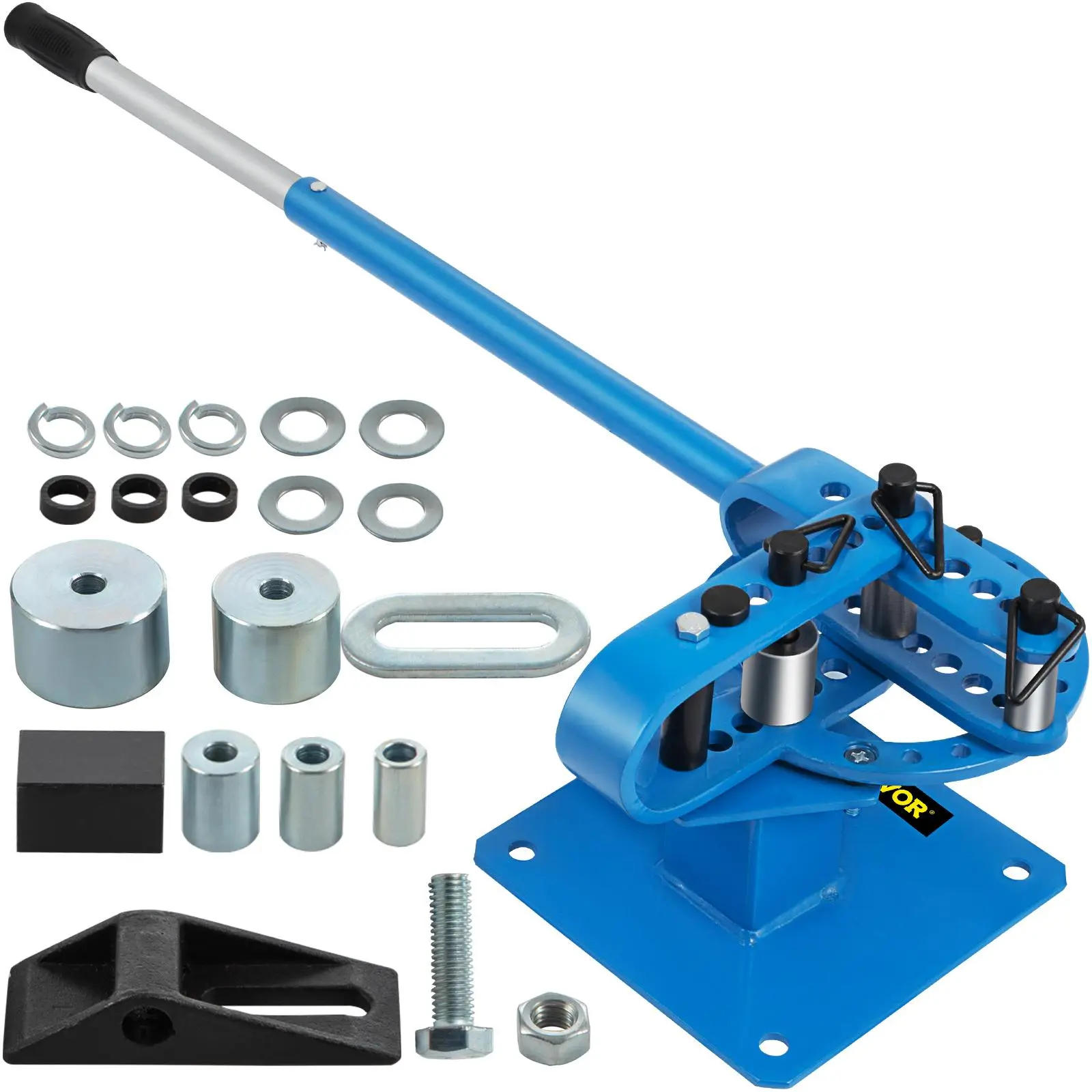 【summerfinds】VEVOR YP-9 Manual Bench Top Compact Pipe Bender Machine, 7 Dies, 1-3in Metal Shaping Tube/Rod Bender, Heavy Base, Powdercoat Finish, Telescopic Grip, Max 5/8in Thick & 1-15/16in Wide, Construction Tools, Hand Tools, Hardware