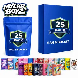 25 Pack Small (3.5" x 5") Boxes with Matching Zip Bags Packaging Bundle – Assorted Designs