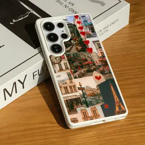 Parisian Cafe Clock Romance for SAMSUNG S22/S23/S24/S25/ULTRA/PLUS/FE/Edge  Matte Magnetic Phone Case Matte texture Unobstructed wireless charging iphone 13 cases Smartphone RO0926B040 Acrylic Fingerprint