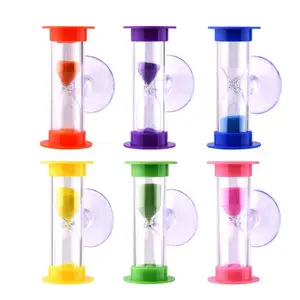 2 Minute Hourglasses Timer With Suction Cup 6*2.5cm Shower Tooth Brushing Sandglass Timer Children Time Toy Home Decor #VHH