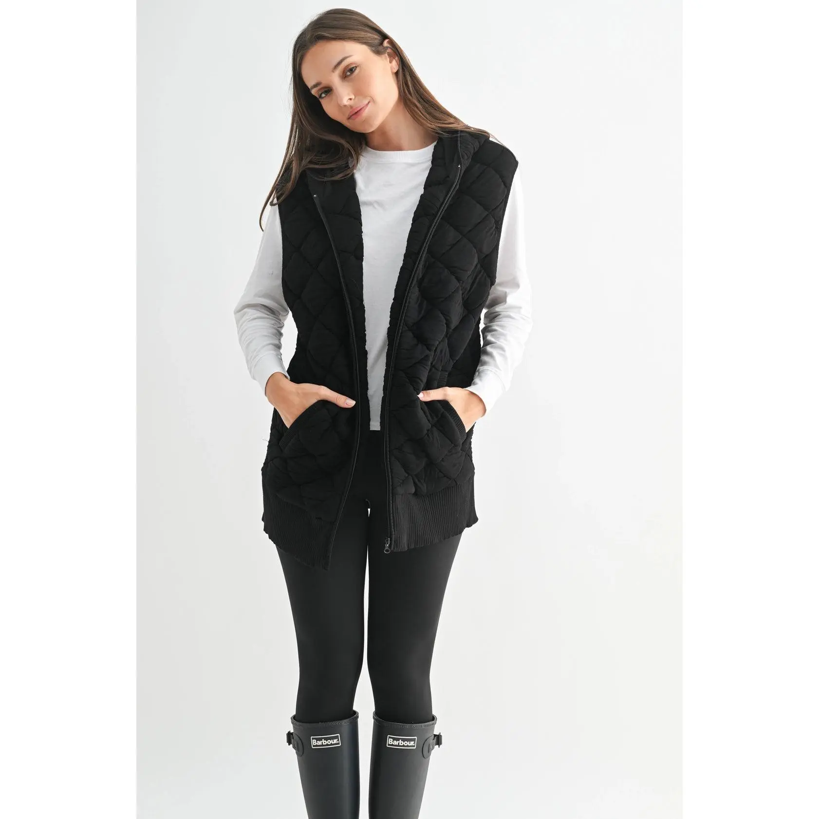 Oversized Quilted Fleece Vest