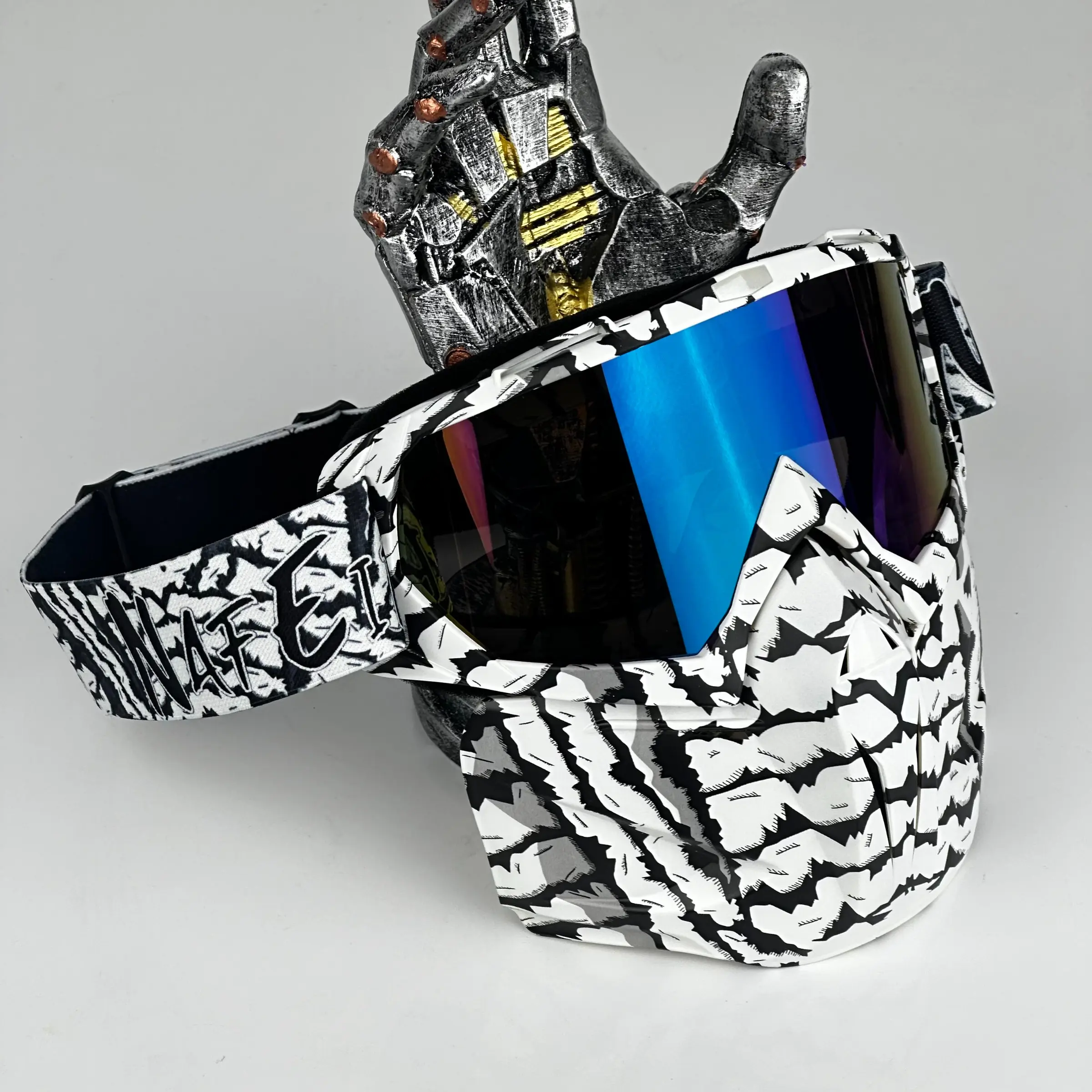 Outdoor Sports Goggles and Face Mask Combo - Crafted from durable plastic with adjustable drawstring design, suitable for outdoor activities, theme parties, role-play, Halloween costumes, and decoration purposes.