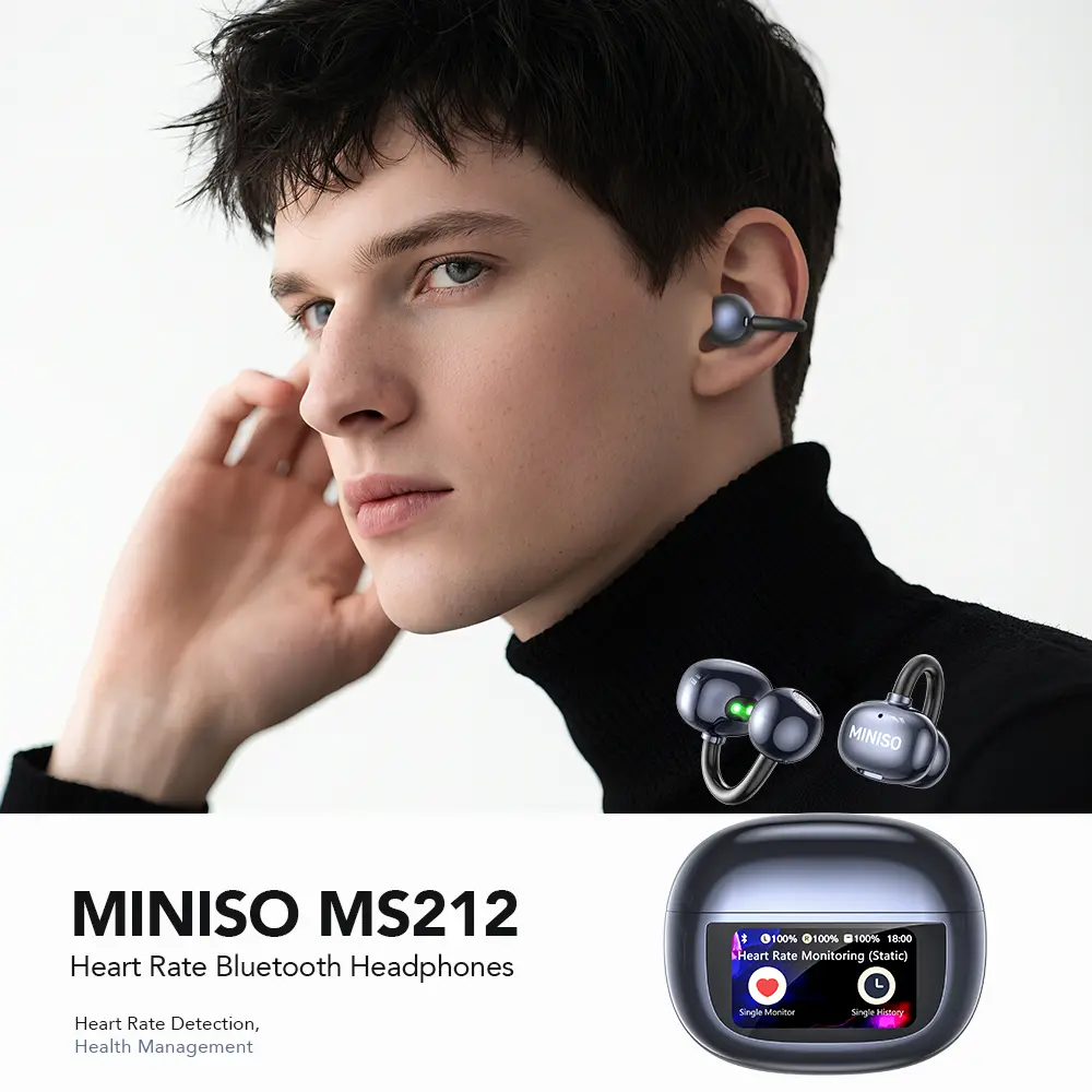 MINISO MS212 Clip On Wireless Headphones with 2025 Bluetooth 6.0