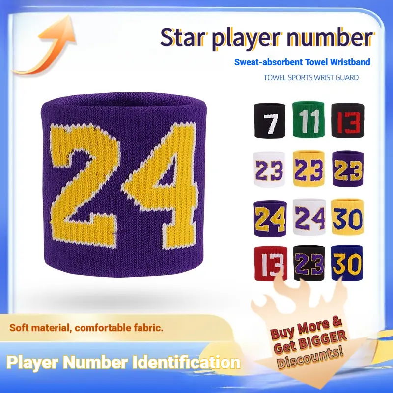 Numbered Sports Wristbands - Sweat-Absorbent & Non-Slip, for Soccer, Tennis, Basketball, Rugby & Running