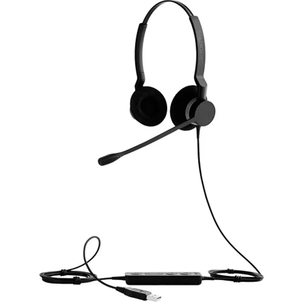 Jabra BIZ 2300 GSA PTT Push-to-Talk Cabled Headset with Mics, Audio Solution for Contact Centers