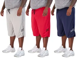 Real Essentials Men's Big & Tall 3-Pack Dry Fit & Mesh Active Athletic Perfomance Shorts (3X-5X)