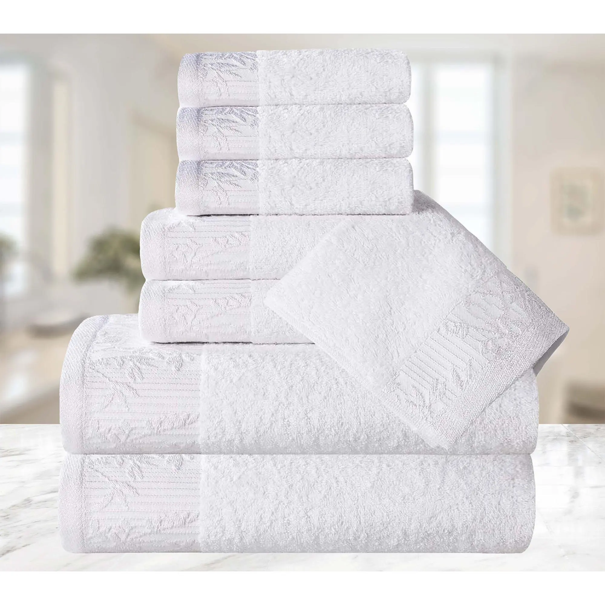 Superior Cotton 8-Piece Absorbent Embroidered Towel Set