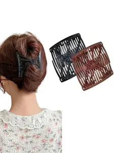 2pcs Fashion Adjustable Magic Hair Comb Clips for Women, Perfect for Dense Curly Thin Hair, Easy Styling Tool & Accessory, Hair Clip with Comb