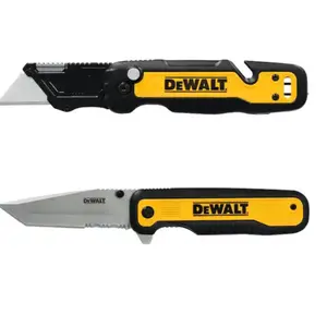 DEWALT Push and Flip Folding Lock-Back Utility Knife and 3.3 in. Tanto Pocket Knife with Quick Flip Set (2-Piece)