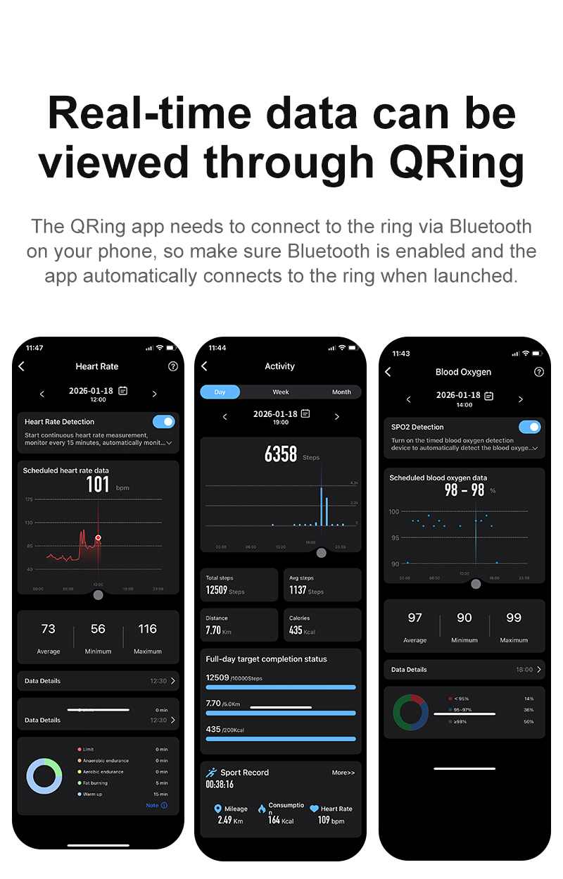2026 New Fitness Tracker Ring - 5-7 Days Battery Life, Heart Rate & Sleep Monitor, Sports Watch Alternative for Men & Women , No Subscription ,ompatible with Android & iOS
