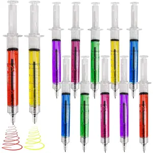 PLAYBEES Multi-Color Syringe Pens - 24 Pack of Retractable Fun Pens with Matched Colored Inks for Nurses and Party Favors