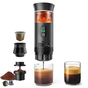 Portable Espresso Coffee Maker for Travel, 20 bar Mini Car Espresso Machines, 3-in-1 Self-Heating Electric Espresso Maker, USB-C Ground Coffee & Capsule Pod(Ns&DG) RV, Hiking, Office