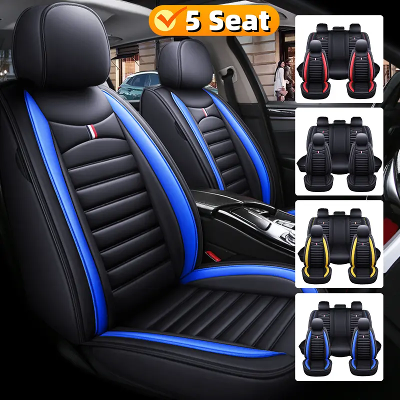 PU Leather 5-Seater Fully Surrounded Universal Car Seat Cover Full Set - Comfortable, Wear-Resistant Car Accessories