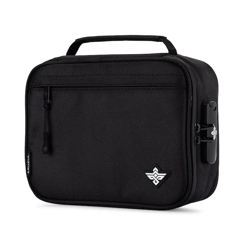 Erozul Exodus v2 Smell Proof Case with Combination Lock Water Resistant Smell Proof Stash Case for Herbs & Accessories + Bonus Gifts - Black