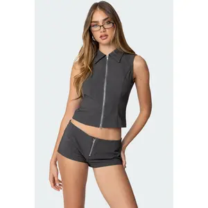 Allie Collared Zip Up Top