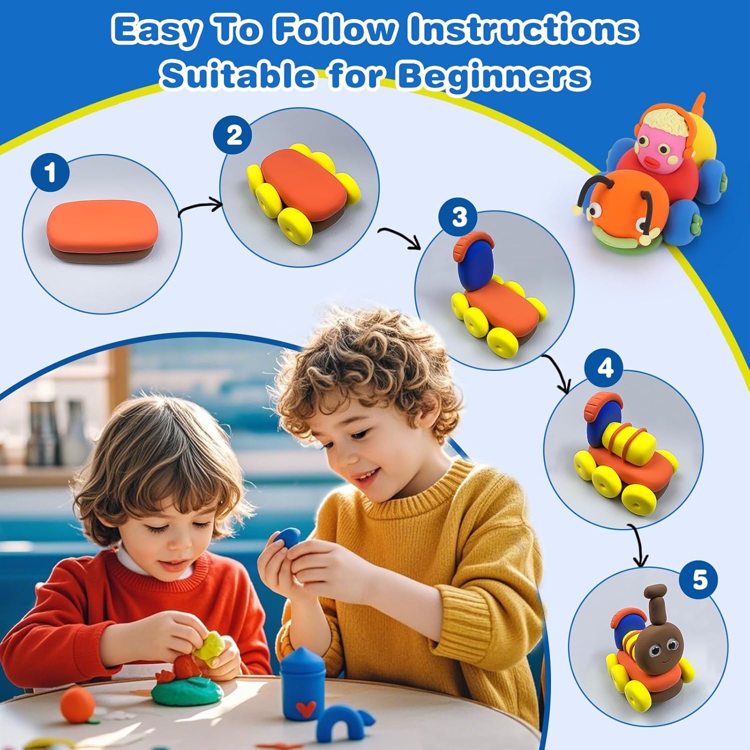 Air Dry Clay 30 for Kids  Non‑Toxic Modeling Clay Kit with Sculpting Tools DIY Art & Craft Set Soft & Easy to Shape Birthday & Gifts for Boys & Girls Ages 3‑12