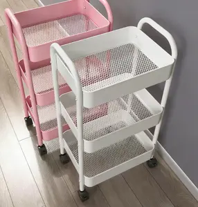 3-Tier Delicate Compact Rolling Metal Storage Organizer - Mobile Utility Cart Kitchen/Under Desk Cart with Caster Wheels, Home Essential, Small Gift