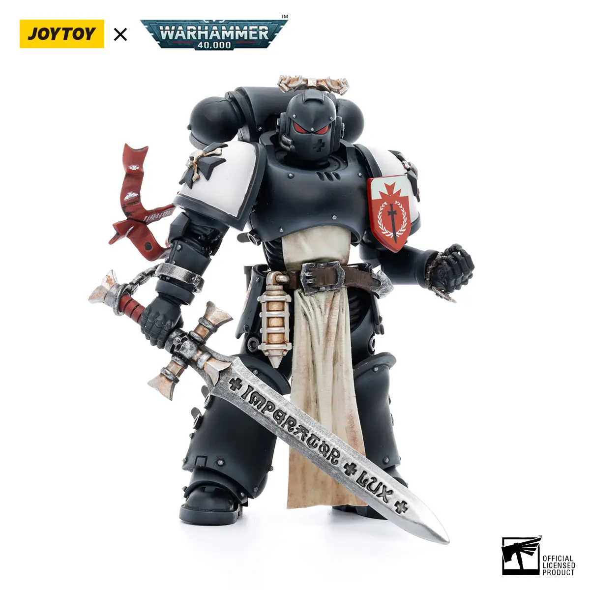 JOYTOY Warhammer 40000 1/18 ABS-PVC Plastic Fully Articulated Action Figure - Black Templars The Emperor's Champion Rolantus JT7585, Small Collectible Character Figurine Toy, Articulated Figures