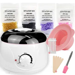 Waxing Kit, Painless Hair Removal Wax Warmer with 4 Bags Hard Wax Beans for Full Body, Legs, Face, Eyebrows & Bikini— Ideal for Both Women & Men