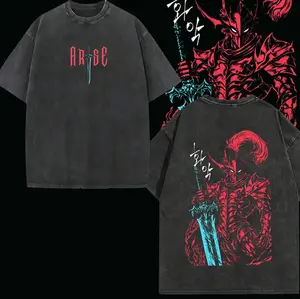 Igris Vintage Washed Oversized T-Shirt & Hoodie – Solo Leveling, Shadow Knight Commander Anime Graphic, Absolute Loyalty And Silent Blade Theme, Heavyweight Cotton Streetwear Unisex