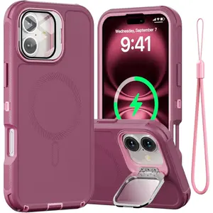 for iPhone12 13 14 15 16 17Case with Camera Lens Cover & Kickstand, Compatible with MagSafe, Military-Grade Drop Protection Phone Case with Wrist Strap, Rugged Heavy Duty for Men Women '