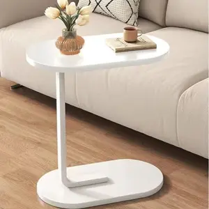 Sumimervibes,C-Shaped Side Table, Small Side Table End Table, Wood TV Tray Table for Eating Couch Tables for Small Space, for Sofa and Bed, 18”L X 12”W Tabletop outdoorfun