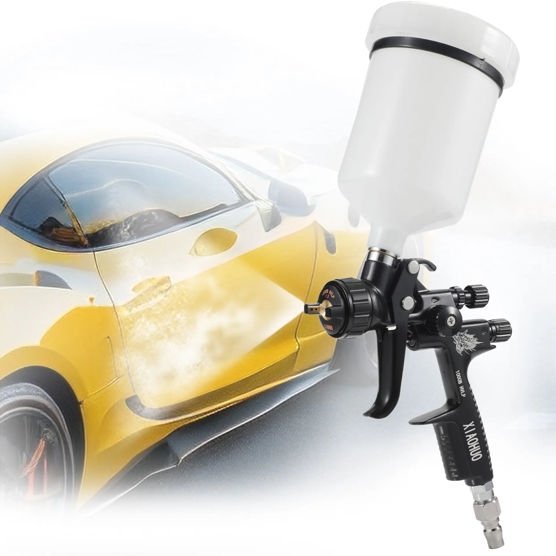 Hvlp 1.3mm Air Spray Gun with 600ML Cup, Easy to Use Car Paint Spray Gun, Automotive Spray Gun Sprayer, Suitable for Cars, Paint Spraying Tool