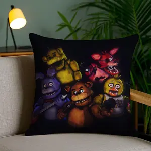 Five N-Nights at F-Freddys Cushion Cover Soft Short Plush Fabric Double-Sided Print Organic Breathable Sofa Pillow Case, Home Machine Washable in Perfect for Home Decor Warm Winter Home Child Gift Home Textile