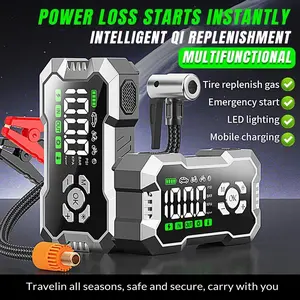 【FathersDayGift】12V 3000A Car Battery Jump Starter with Air Compressor, Portable Booster Pack with LED Light Car Battery Jump Starter